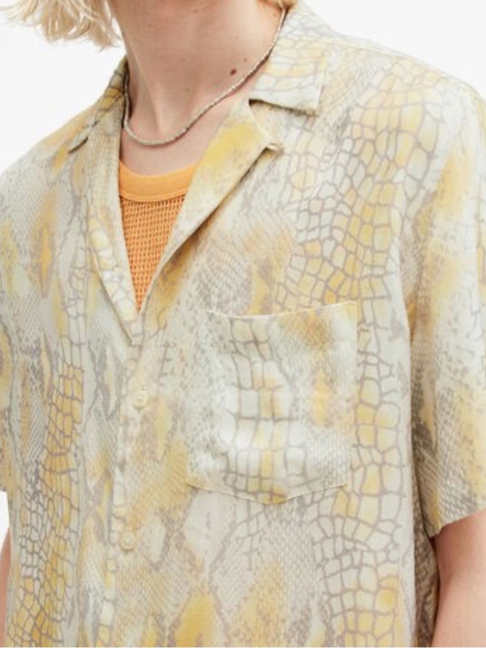 AllSaints Skrale Snake Print Relaxed Fit Shirt Size XL - Picture 9 of 9